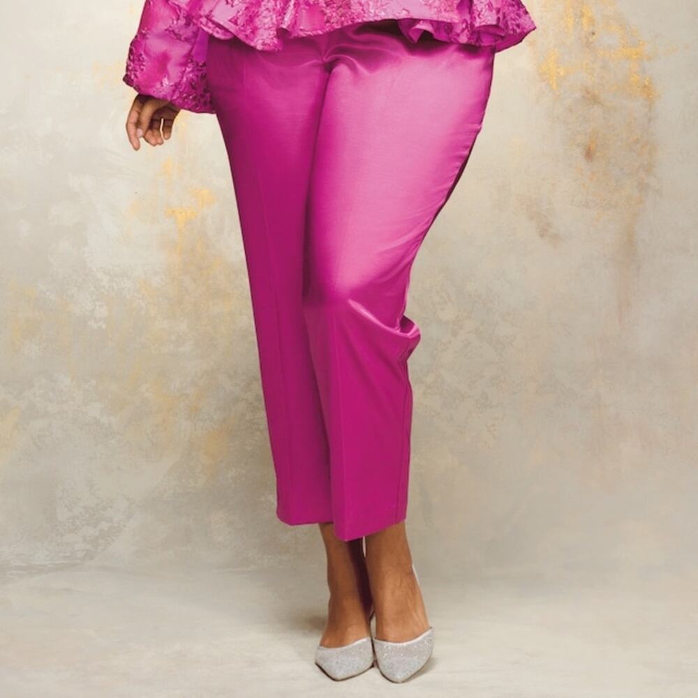 New MONROE & MAIN Slim Leg Chantung Trouser Pink Ankle Pants Women’s SIZE 18W